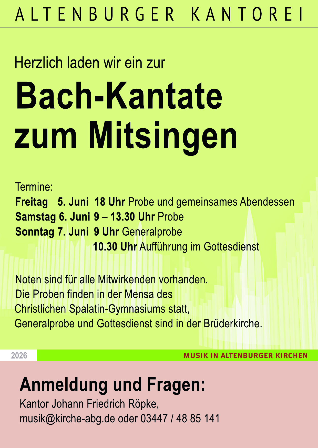 Plakat Bach-Kantate zum Mitsingen